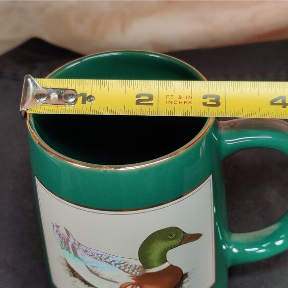 OTAGIRI JAPAN Ceramic Coffee Mug Male Mallard Duck Design Green w/ Gold Accents - Picture 9 of 9